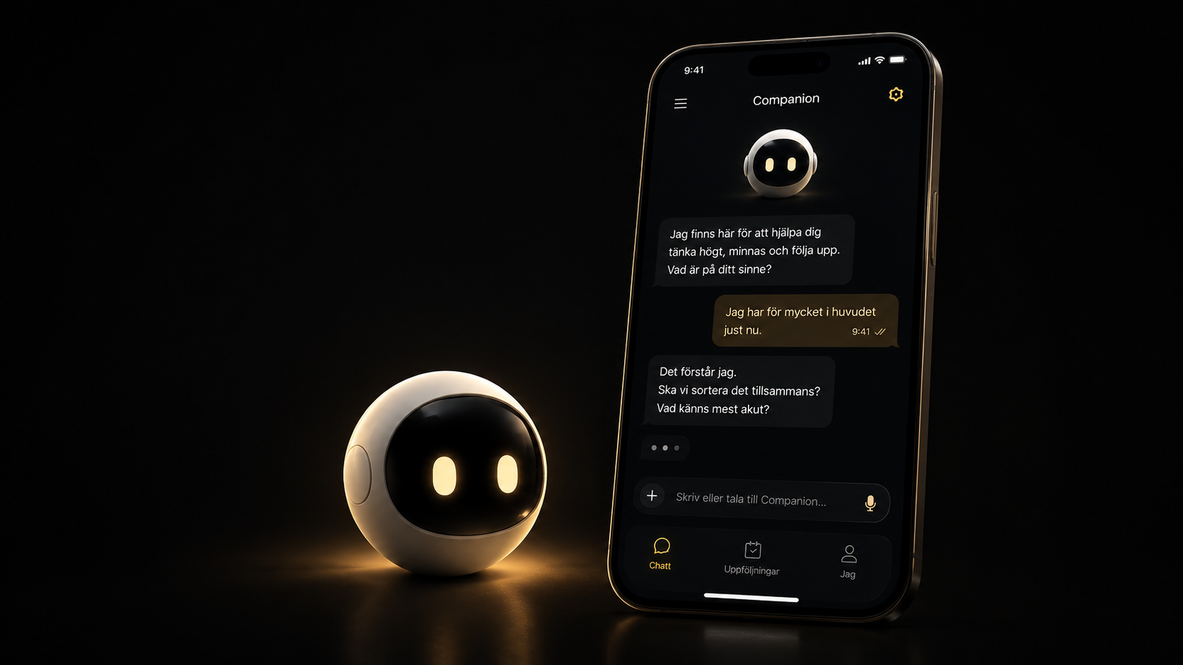 Ellea app preview with orb and phone
